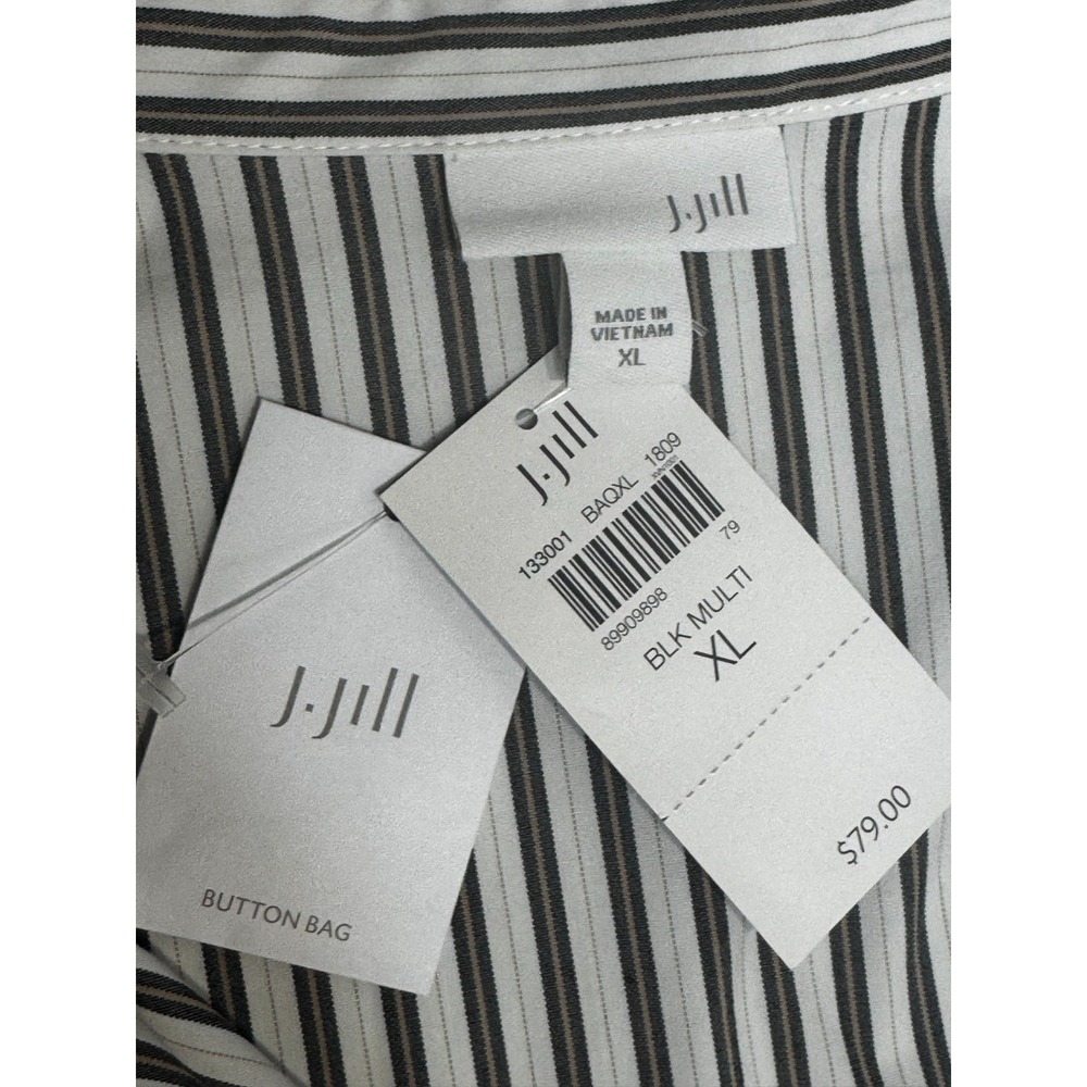 NEW J. Jill Womens Button Down Top Sz XL Black Striped Shirt Office‎ Career Fall - Picture 7 of 14